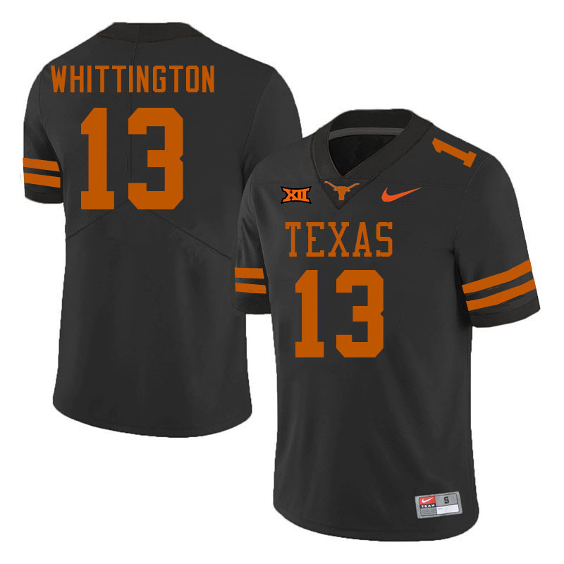 Men #13 Jordan Whittington Texas Longhorns 2023 College Football Jerseys Stitched-Black